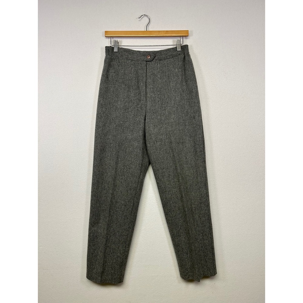 Dark Academia Block Island Petites Women 11/12 Grey 100% Wool High Rise Trousers
